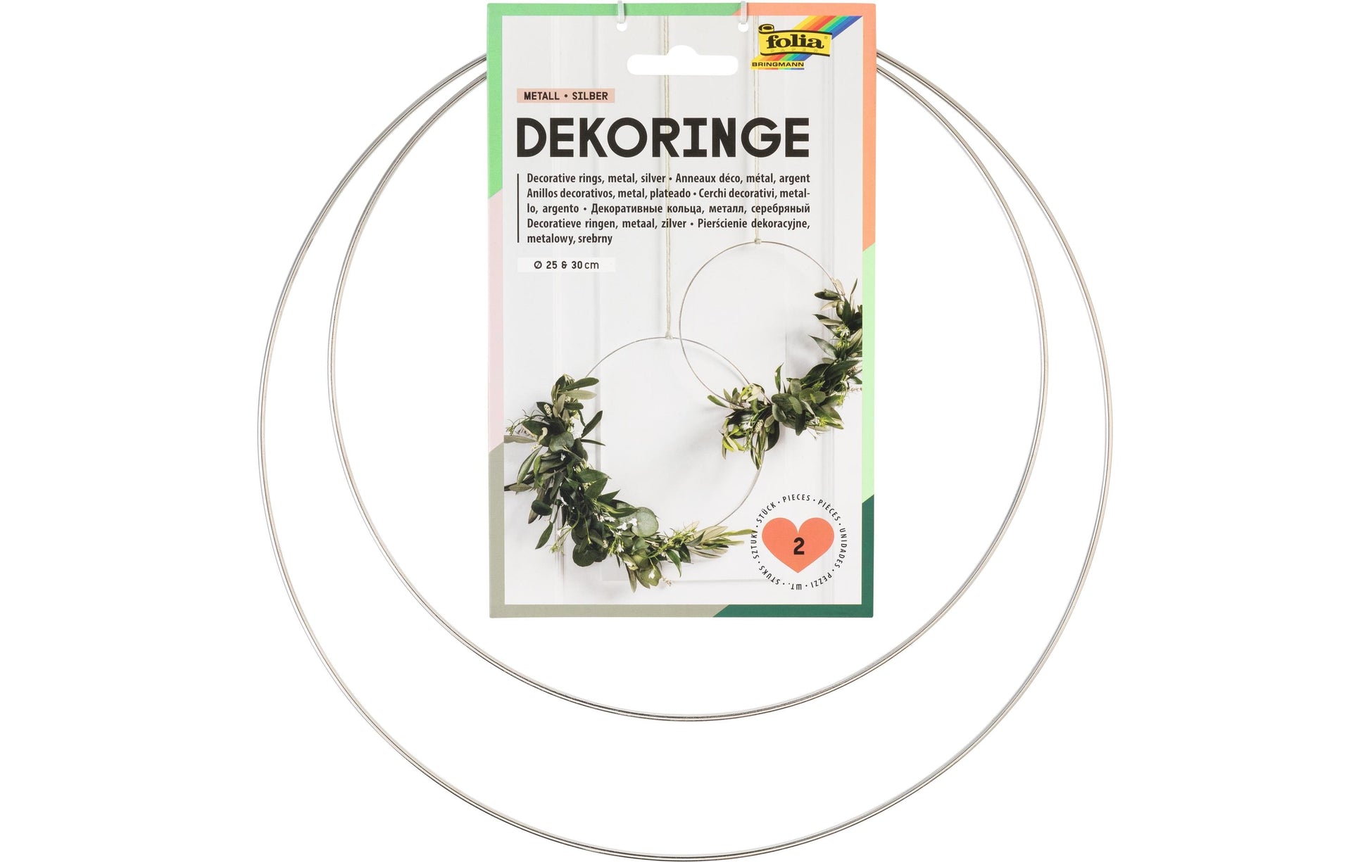 Folia Deko-Ring – silber – Ø 250 + 300 mm, 2 Stück