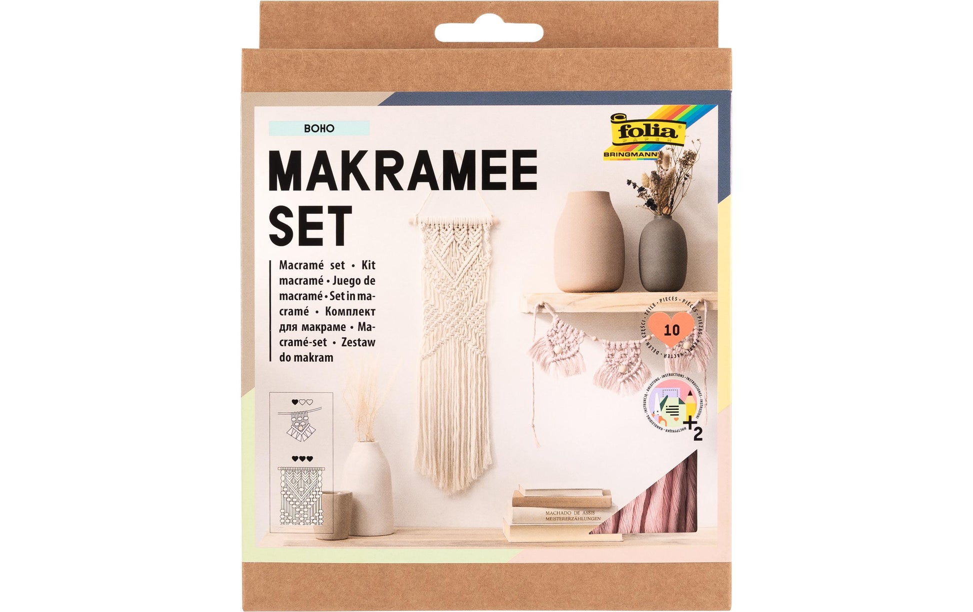 Folia Makramee Bastelset Boho – 10-teilig – 160 × 207 × 35 mm