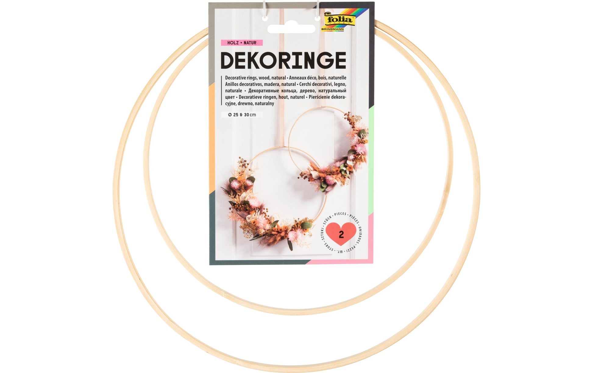 Folia Deko-Ring – braun – Ø 250 + 300 mm, 2 Stück – zum Basteln – Bambus