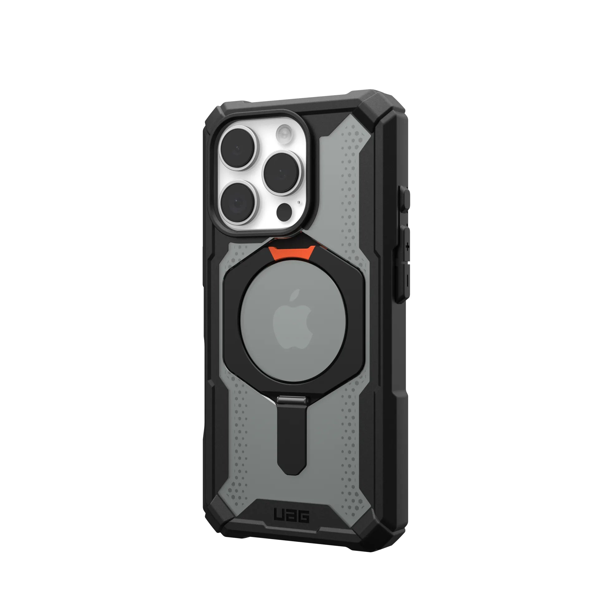 Urban Armor Gear Backcover Plasma XTE – für Apple iPhone 16 Pro – schwarz/orange – MagSafe kompatibel