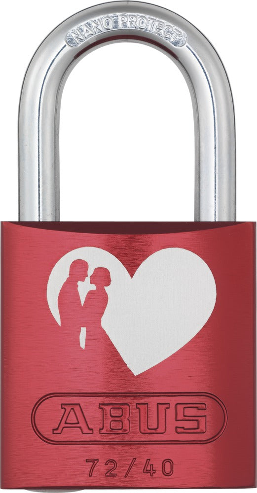 ABUS 72/40 LoveLock Mechanisches Vorhängeschloss – Aussen, Aluminium, Sicherheitslevel 6, Bügel 26,5×19,5 mm