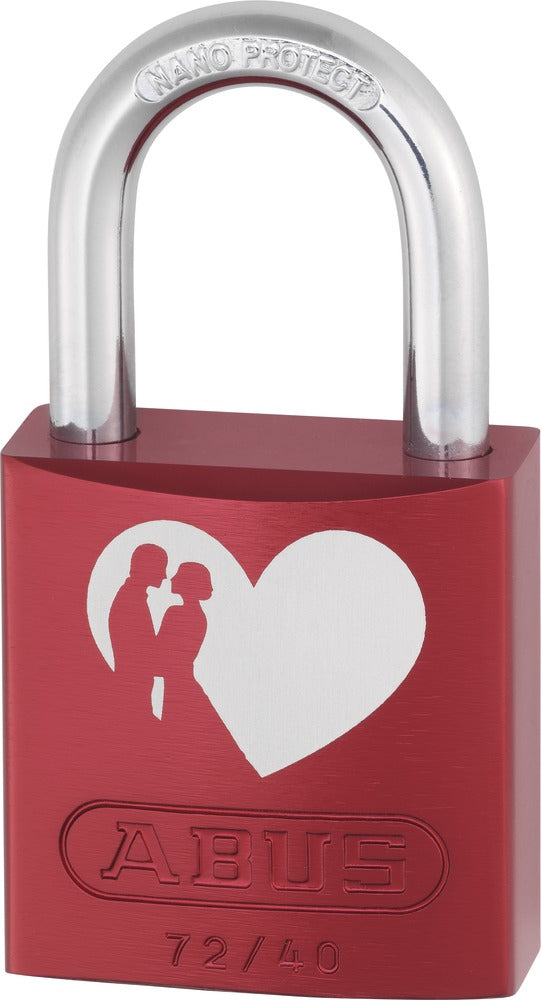 ABUS 72/40 LoveLock Mechanisches Vorhängeschloss – Aussen, Aluminium, Sicherheitslevel 6, Bügel 26,5×19,5 mm