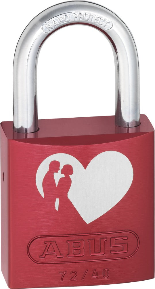 ABUS 72/40 LoveLock Mechanisches Vorhängeschloss – Aussen, Aluminium, Sicherheitslevel 6, Bügel 26,5×19,5 mm