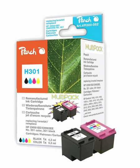 Peach 301 Tintenpatronen-Multipack, Schwarz/Dreifarbig (Kompatibel) – für HP 301