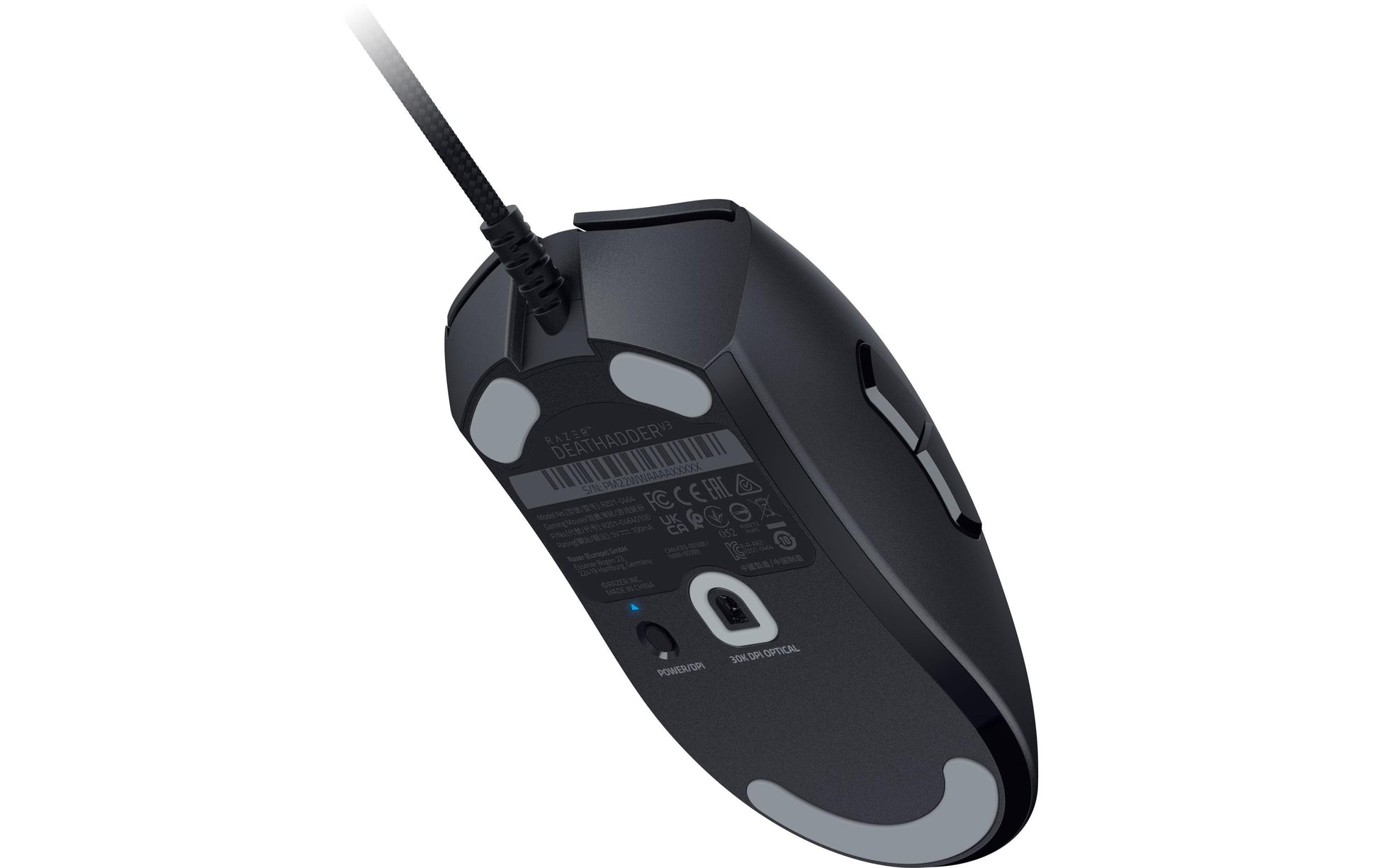 Razer DeathAdder V3 Gaming-Maus – kabelgebunden, für Rechtshänder, umschaltbare DPI-Auflösung, schwarz