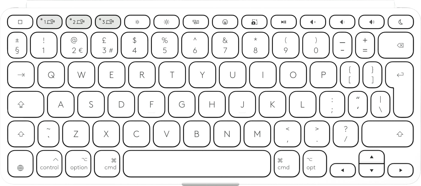 Logitech Keys-To-Go 2 – Tastatur, kabellos (Bluetooth), US-Layout (EN), Weiss – für Windows, macOS & Android