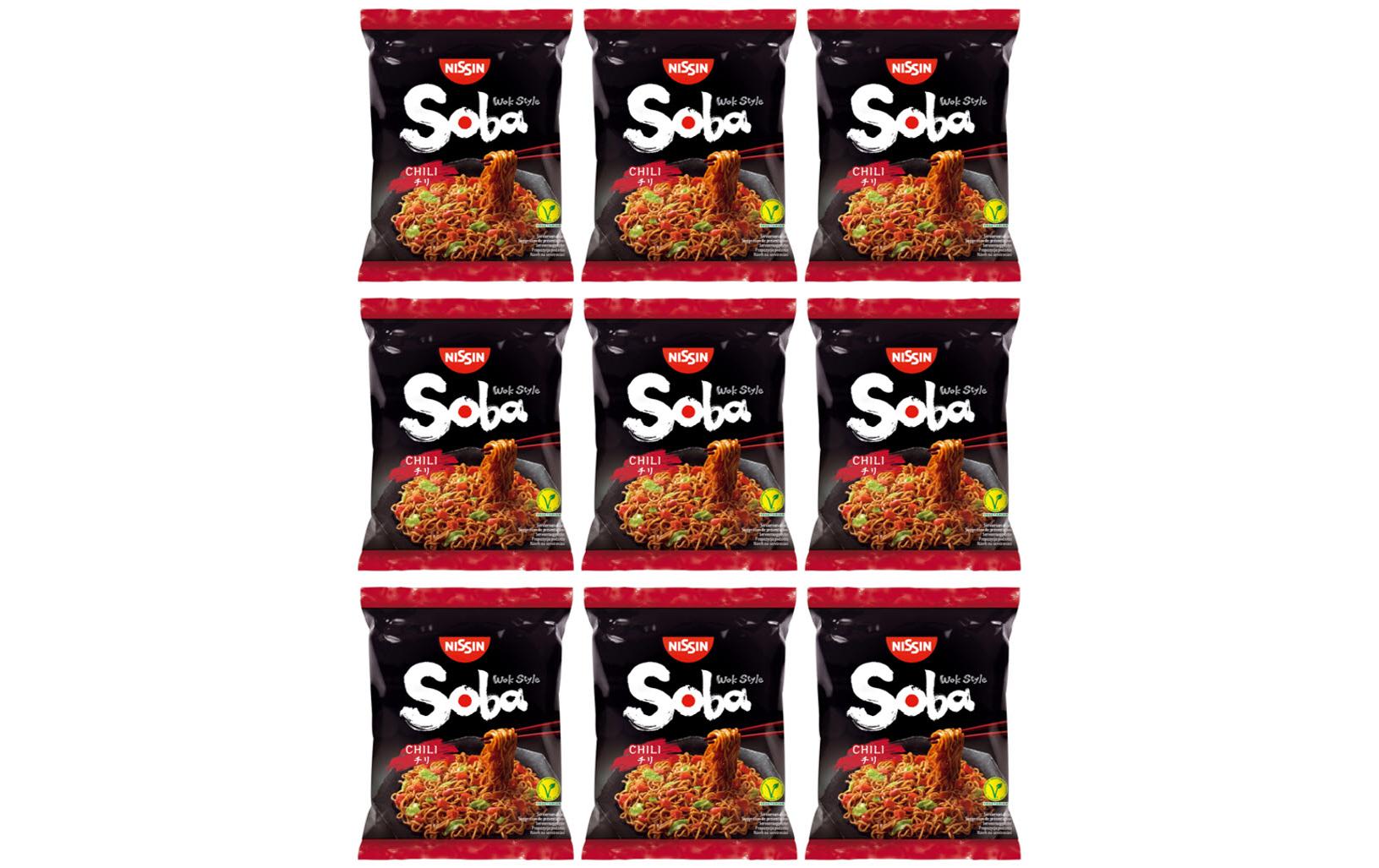 Nissin Soba Instantnudeln Chili Beutel – 9×111 g