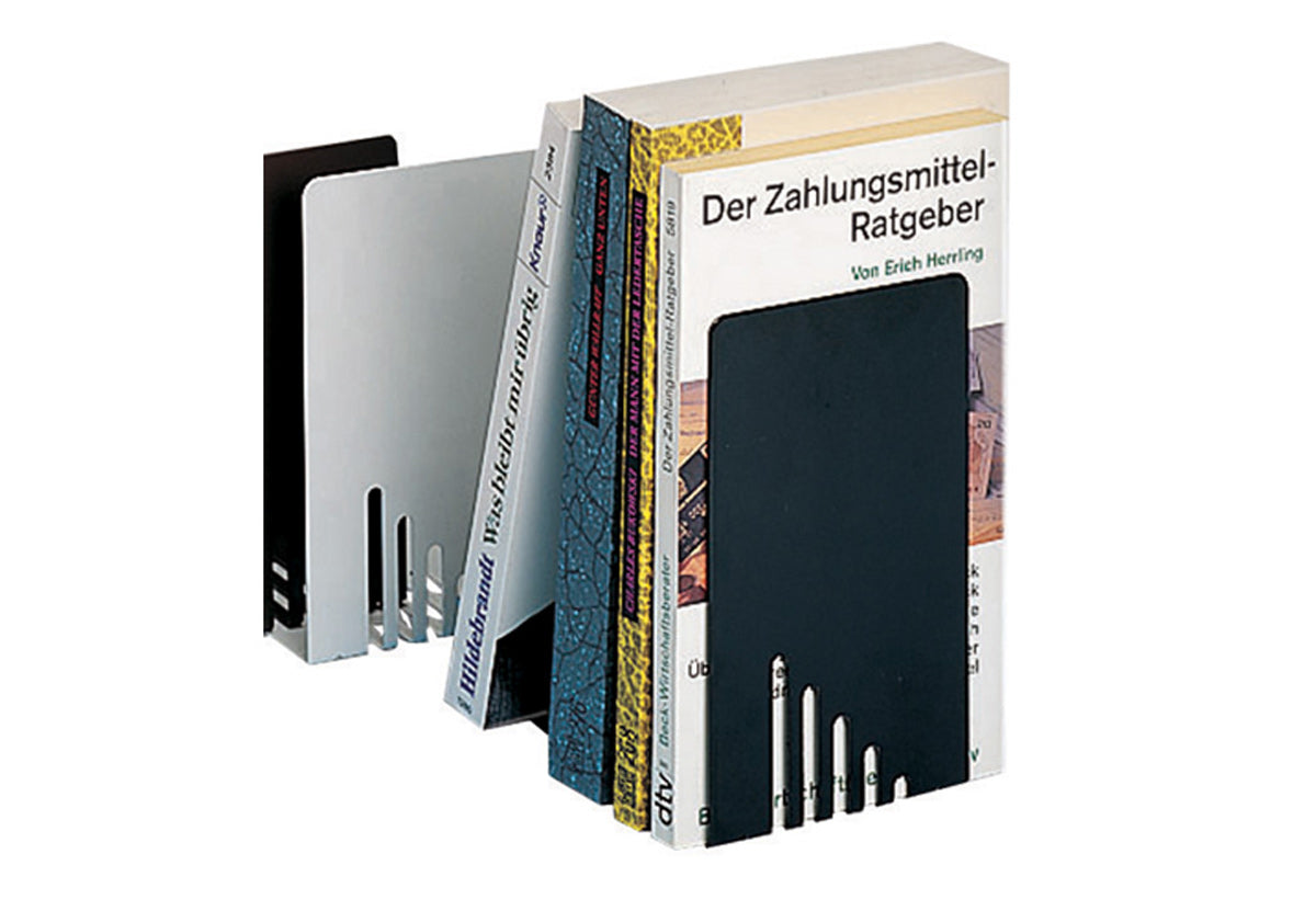 MAUL Buchstützen schmal – schwarz – 85 × 140 mm – Stahl, 2 Stück