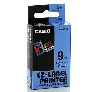 Casio XR-9BU1 Schriftband – Schwarz auf Blau – 9 mm × 8 m – für Casio