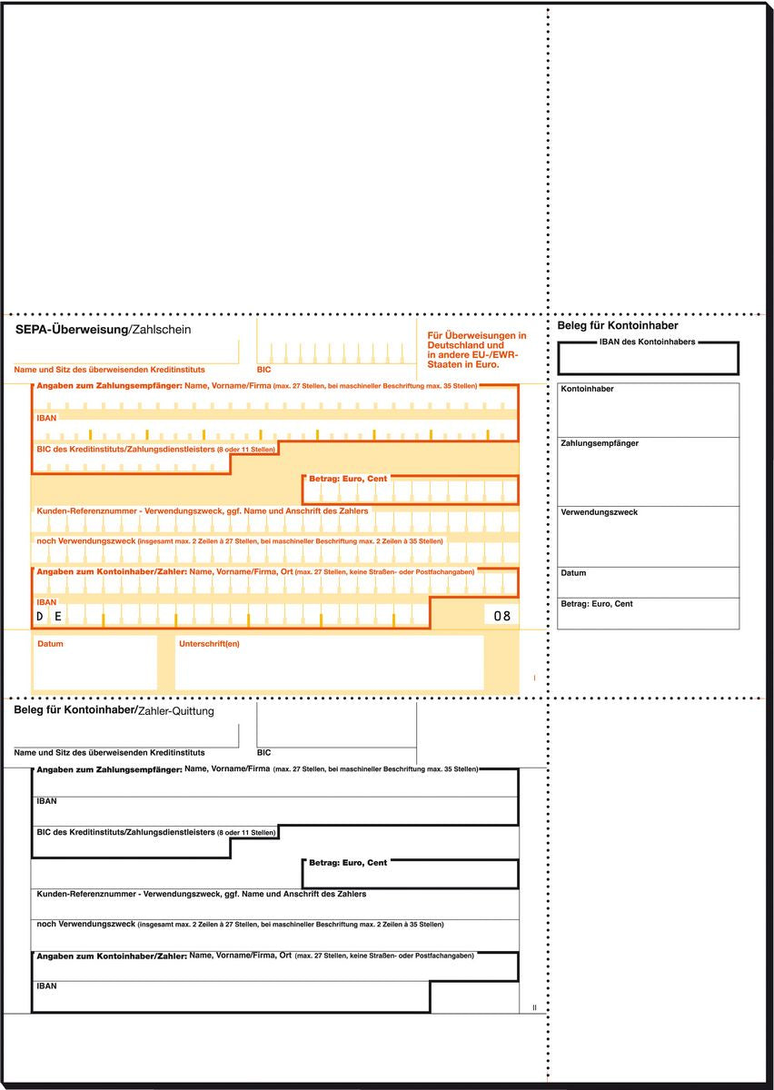 Sigel Bankformular PC-SEPA-Überweisung – A4 – 90 g/m², 250 Blatt, mikroperforiert, für InkJet-/Laserdrucker