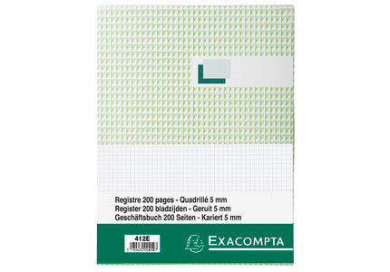 Exacompta Notizbuch – A4 – kariert – 200 Blatt – 110 g/m² – Hardcover, paginierte Seiten, schwarz