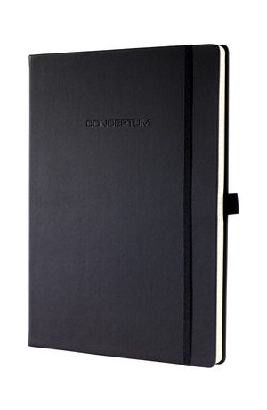 Sigel Notizbuch, 213 × 295 mm, kariert, Fadenheftung, 194 Seiten, 80 g/m² – schwarz
