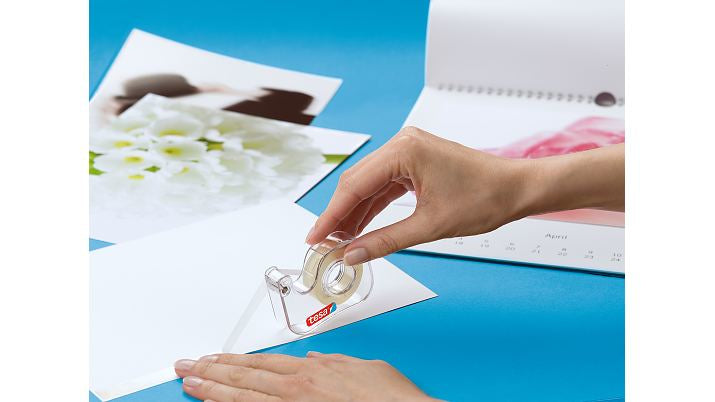 TESA Doppelseitiges Klebeband Photo – permanent, Kunststoff, 12 mm × 7,5 m, transparent, Nachfüllrolle