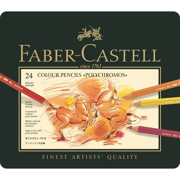 Faber-Castell Buntstift Polychromos, mehrfarbig 24er-Metalletui – wasserfest, PEFC