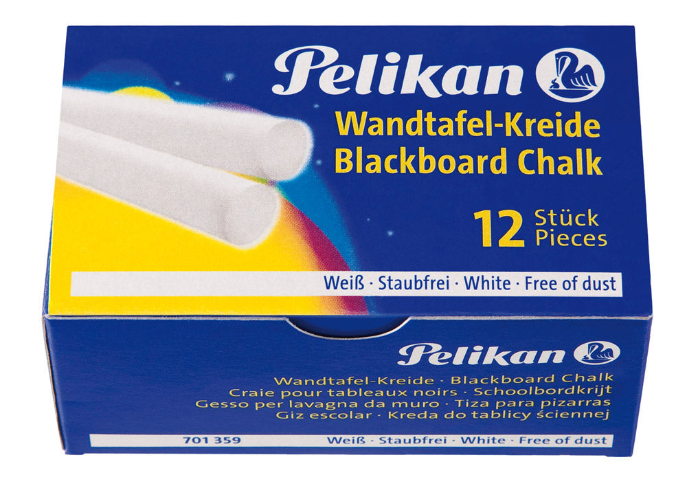 Pelikan Weisse runde staubfreie Wandtafelkreide – 12 Stück