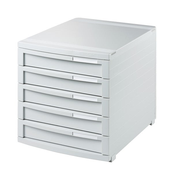 HAN CONTUR Schubladenelement – 5 Schubladen, für A4/B4/C4, mit Auszugssperre, grau, B 300 × H 307 × T 382 mm
