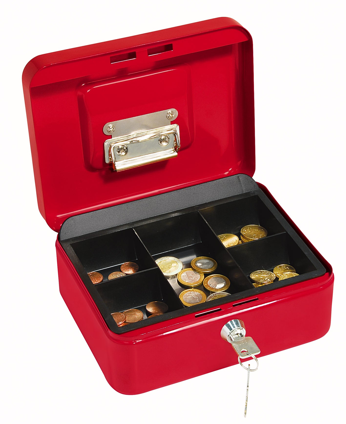 Wedo Geldkassette – mit Schlüssel – 20 × 16 × 9 cm – Rot – Stahl
