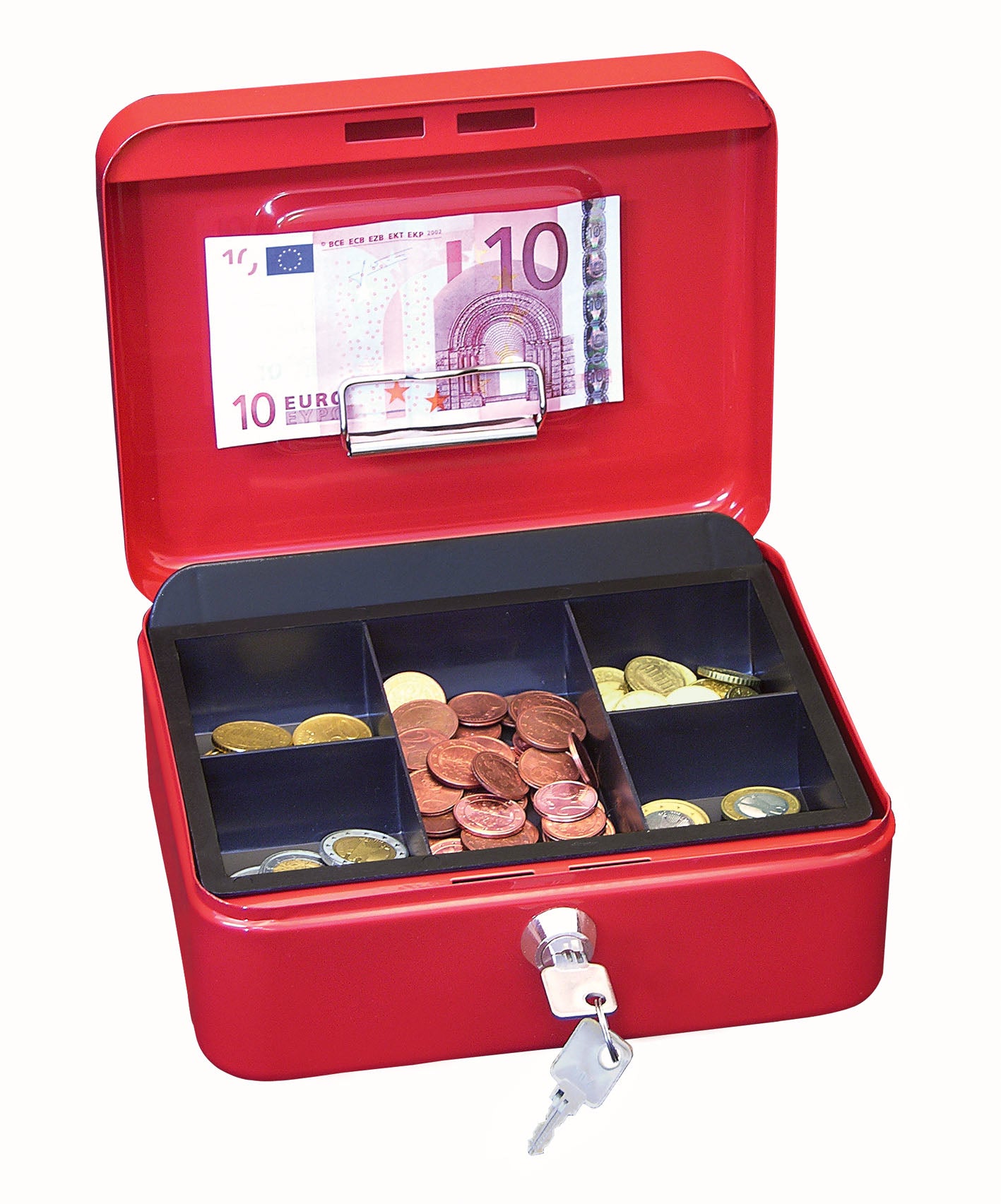 Wedo Geldkassette – mit Schlüssel – 20 × 16 × 9 cm – Rot – Stahl