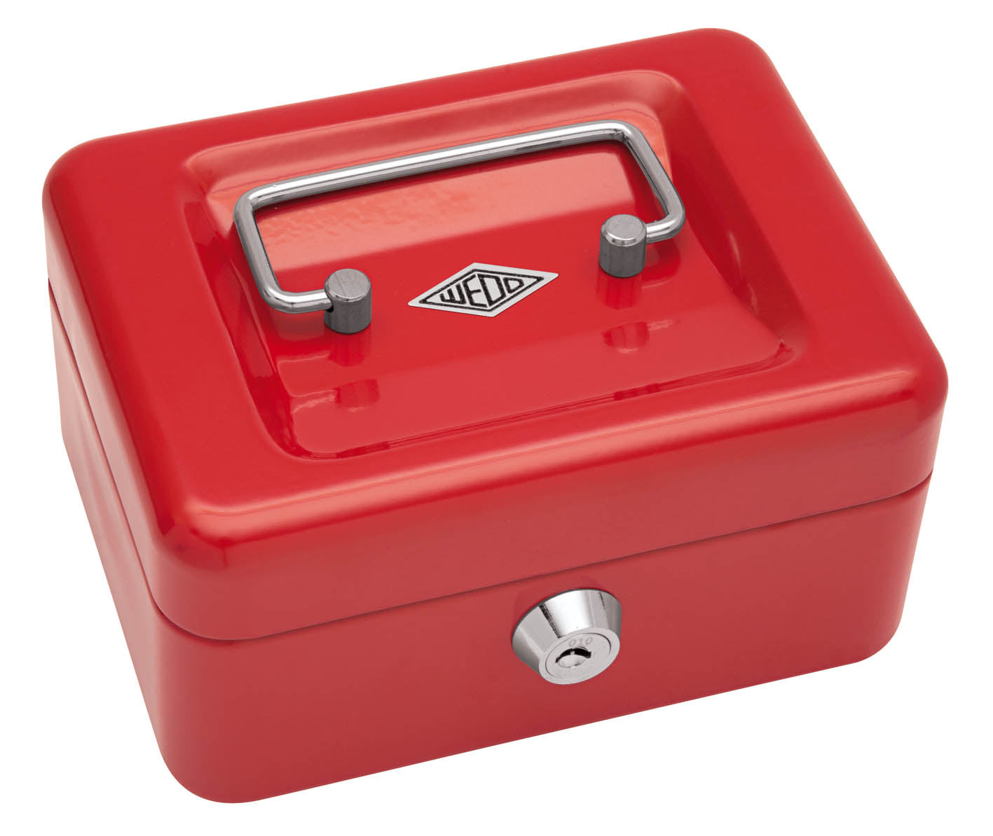 Wedo Geldkassette – mit Schlüssel – 15,2 × 11,5 × 8 cm – Rot – Stahl