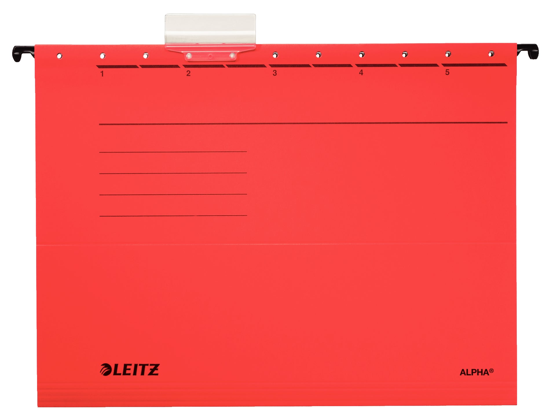 Leitz Alpha Hängemappe – für A4, Bodenbreite 42 mm, Rot, Karton, 5 Stk., seitlich offen, inkl. Reiter