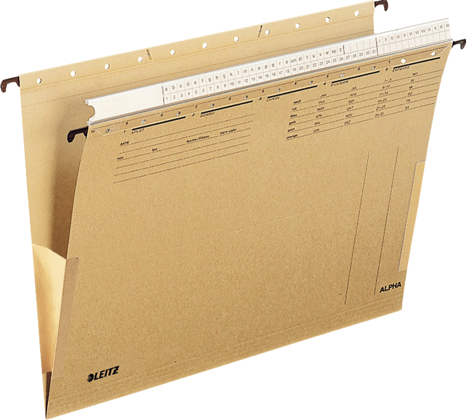 Leitz Hängetasche – für A4, Naturbraun, Karton, 25 Stk., mit Frosch, inkl. Organisationsleiste