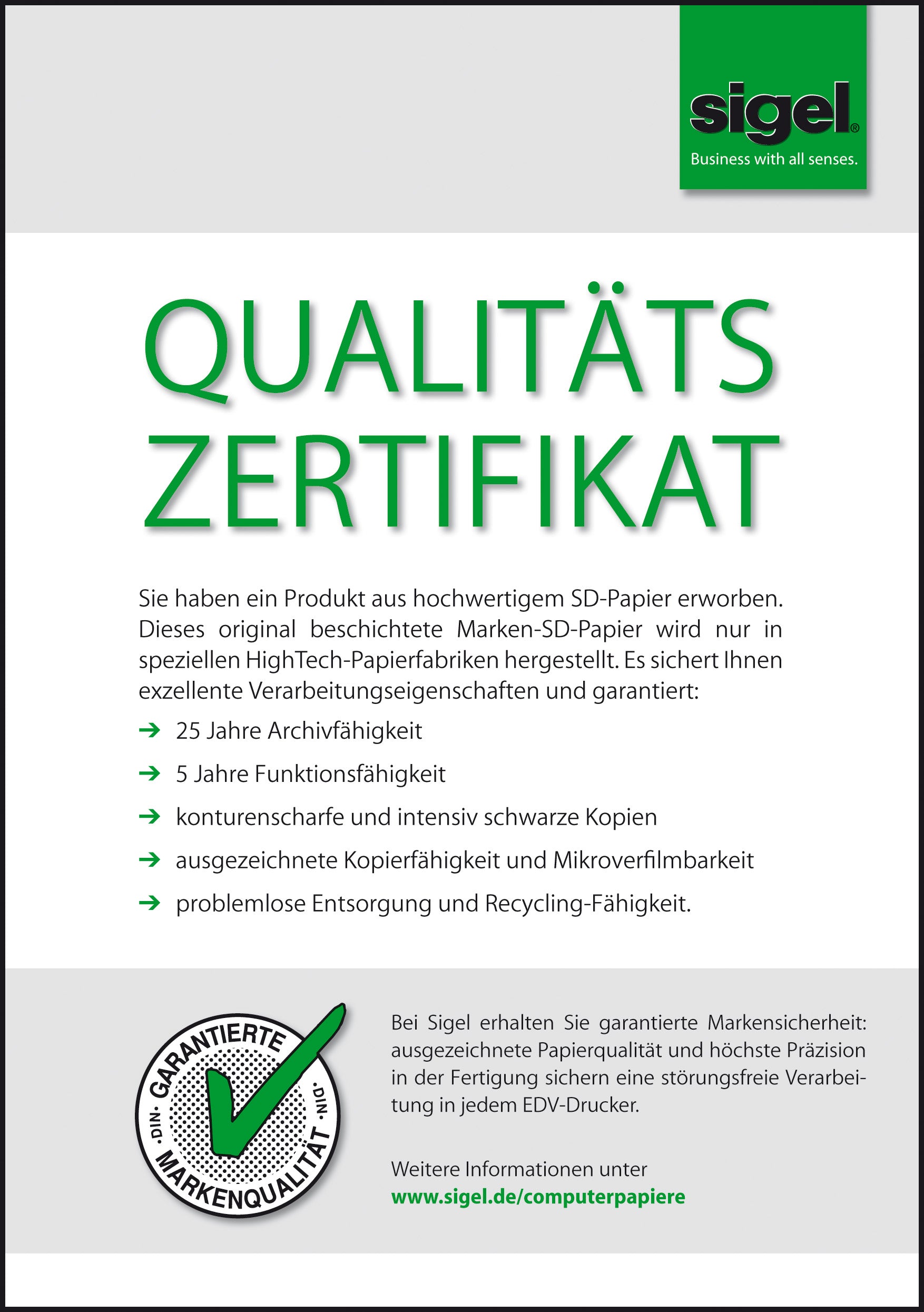 Sigel Kopierpapier – A4, 80/57 g/m², weiss – 1000 Blatt