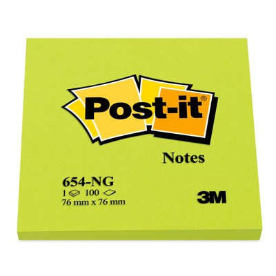 3M Haftnotizen – 76×76 mm – Neongrün, 100 Blatt, PEFC
