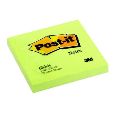 3M Haftnotizen – 76×76 mm – Neongrün, 100 Blatt, PEFC