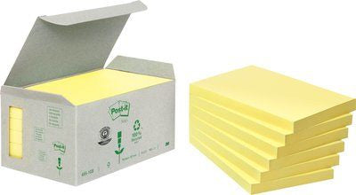 3M Post-it Haftnotizen Recycling Tower – 127×76 mm – Gelb, 6×100 Blatt, PEFC