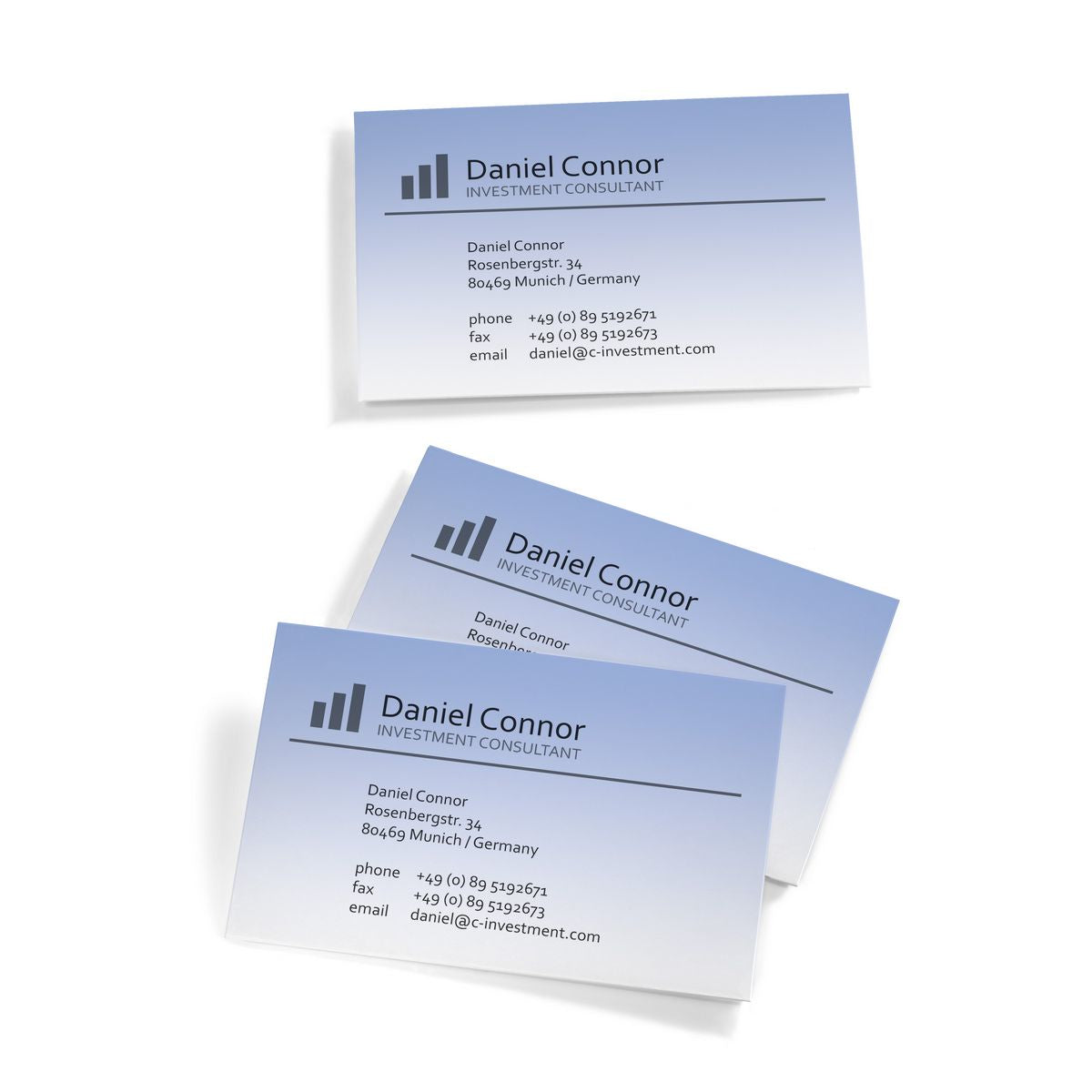 Sigel Visitenkarten, 85 × 55 mm – A4, 10 pro Blatt – 100 Karten – FSC-zertifiziert, Farbverlauf blau