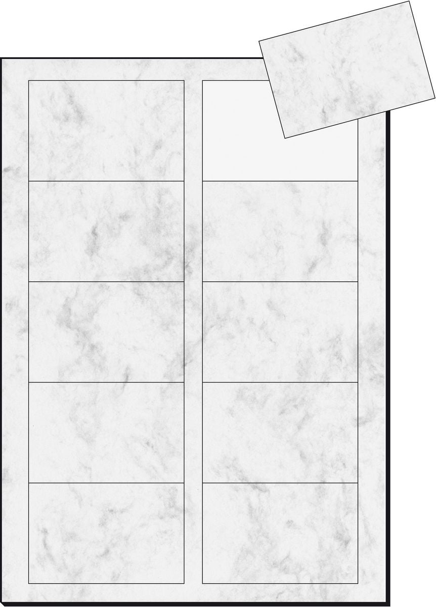 Sigel Visitenkarten, 85 × 55 mm – A4, 10 pro Blatt – 100 Karten – FSC zertifiziert, Marmor Grau