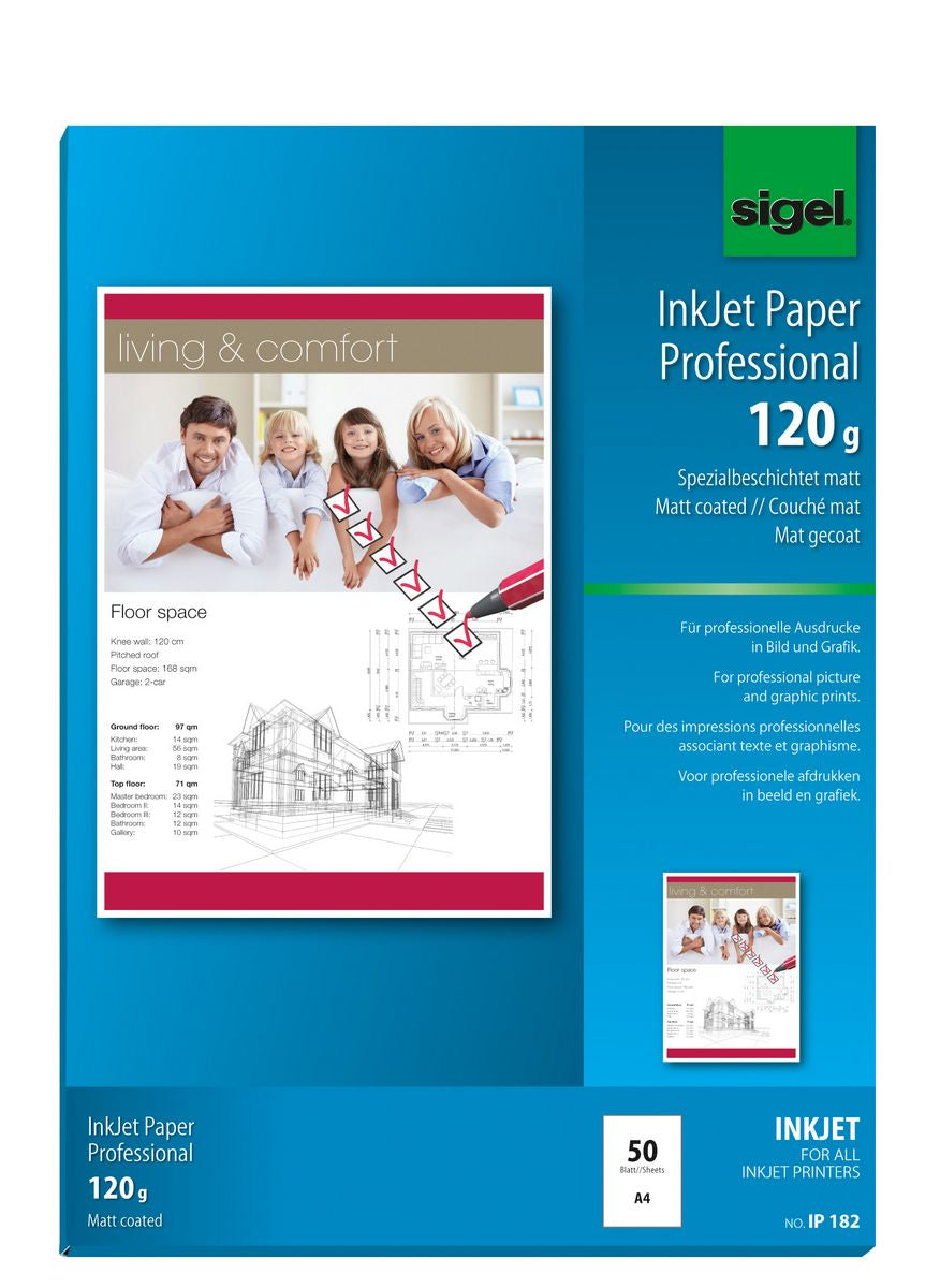 Sigel Inkjet-Papier matt weiss – A4, 120 g/m², 50 Blatt