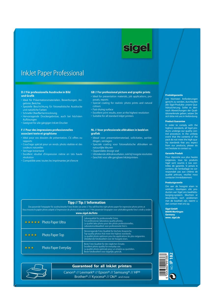 Sigel Inkjet-Papier matt weiss – A4, 120 g/m², 50 Blatt