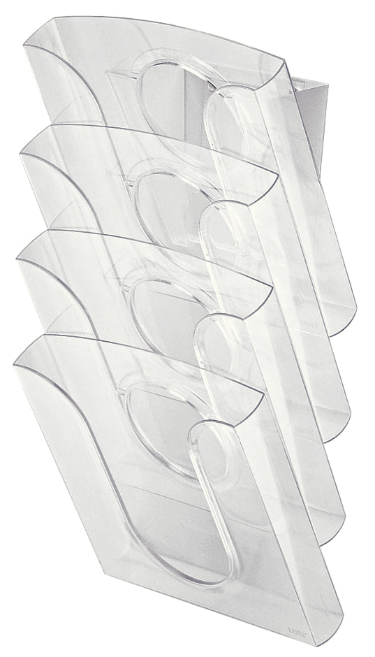 Leitz Prospekthalter (Tisch/Wand) Presenter Set – für A4, 4 Fächer, Polystyrol (PS), transparent