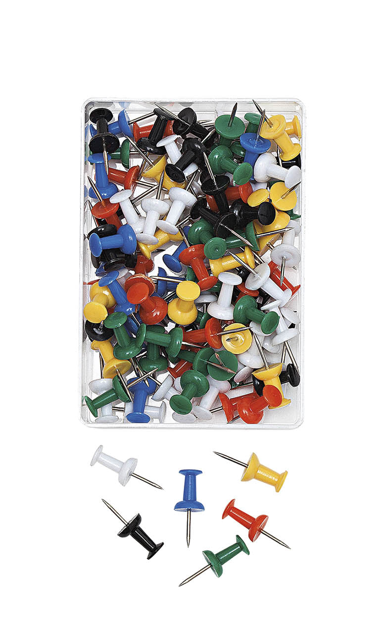 Wedo Pinnnadeln – Kunststoff, Ø 10 mm, Länge 12 mm, farbig sortiert – 100 Stück