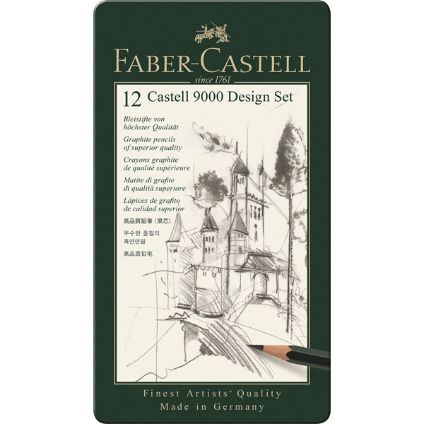 Faber-Castell CASTELL 9000 Bleistifte, Metalletui – 12er-Set