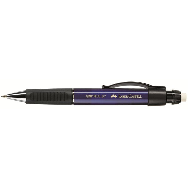 Faber-Castell Grip Plus 1307 Druckbleistift – 0,7 mm – Schwarz/Blau – mit Radierer – 1er-Pack