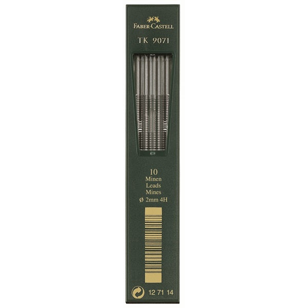 Faber-Castell Bleistiftminen TK 9071 für TK-Stifte 4600, 9400, 9500 – grau, 2 mm, 4H, 10 Stk.