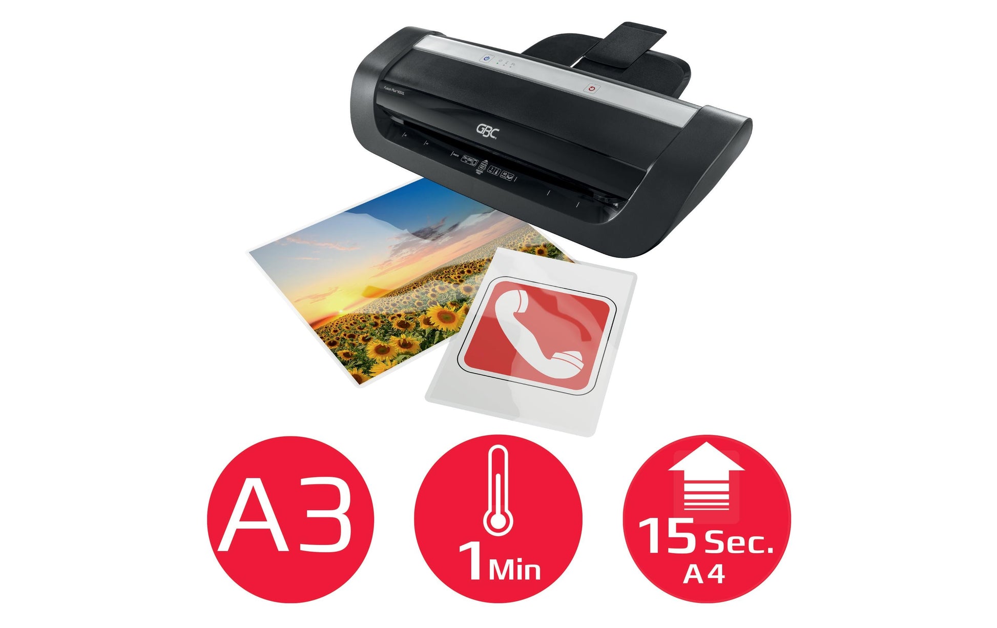 GBC Fusion 6000L Rollen-Laminiergerät A3 – automatisch, bis 250 µm, 4 Rollen, 1 Min Aufheizzeit, 1'200 mm/min