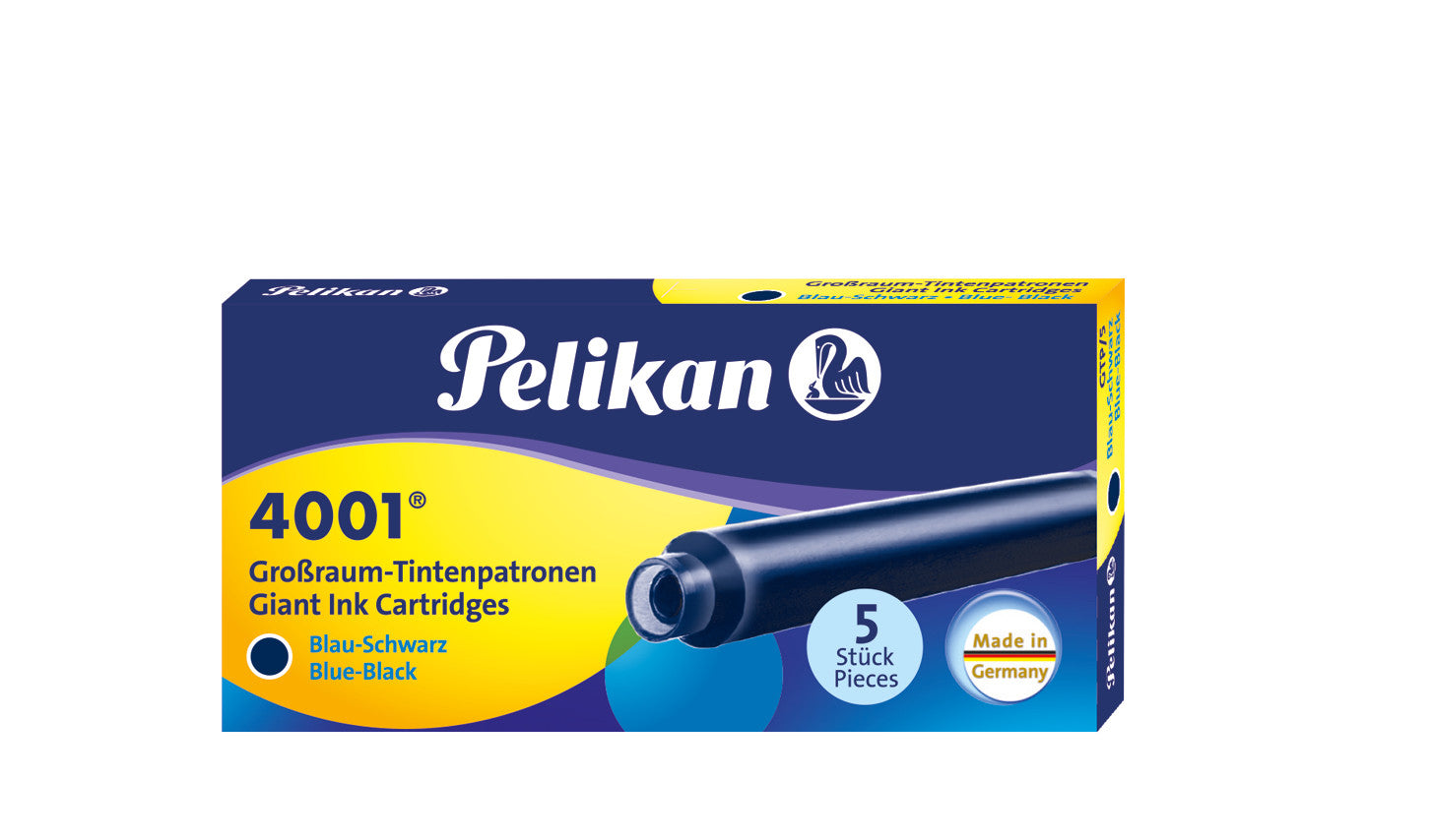 Pelikan Tintenpatronen 4001 – Blau-Schwarz, dokumentenecht, geruchsarm, 5 Stk.