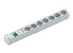 Bachmann 19" Steckdosenleiste 1U, 7× UTE (Typ E), mit Schalter, 2 m, Überspannungsschutz