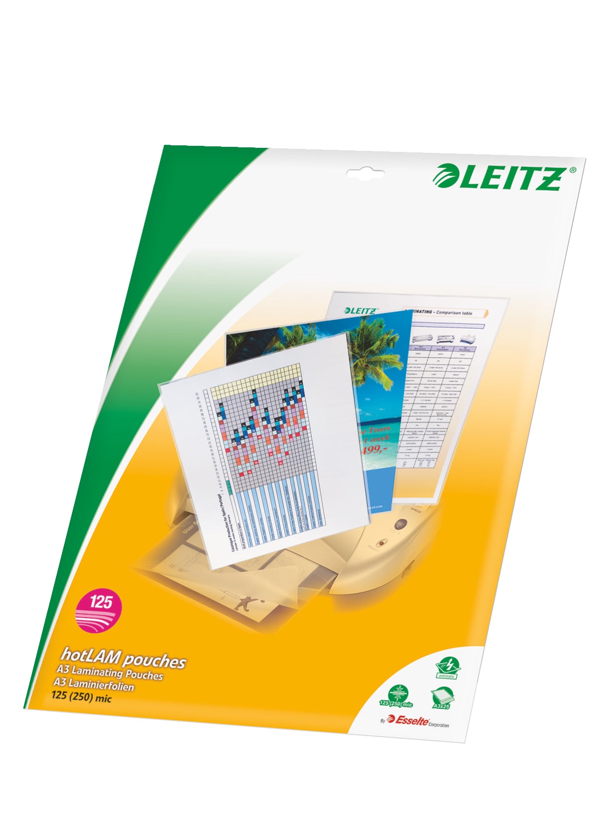 Leitz Laminierfolien A3, glänzend – 125 µm, 303 × 426 mm, 25 Stk.
