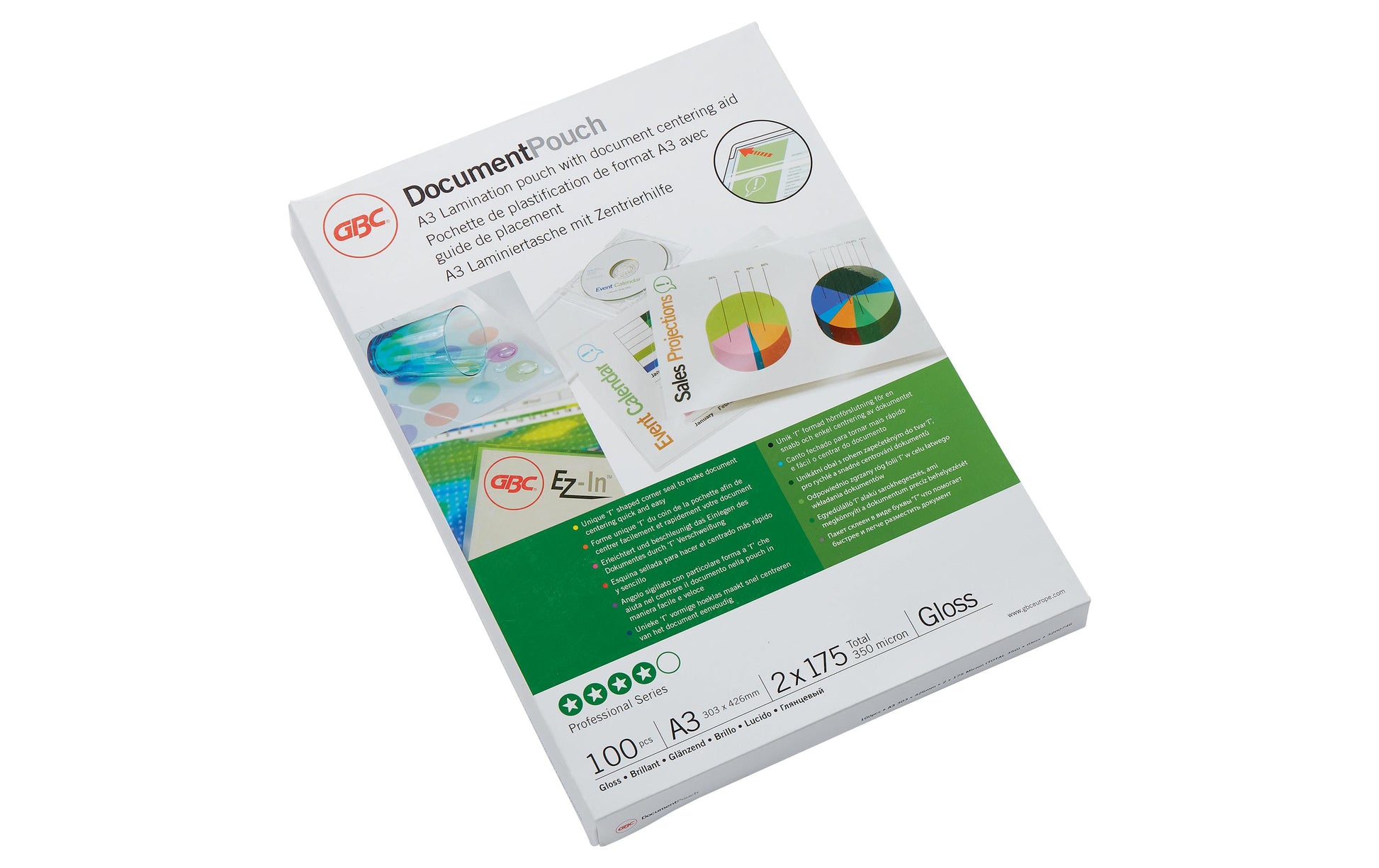 GBC Laminierfolien A3, glänzend – 175 µm, 303 × 426 mm, 100 Stk.