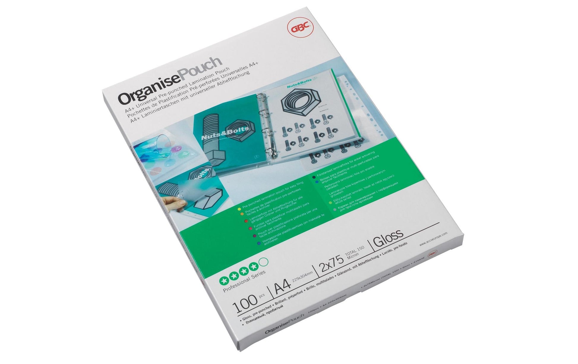 GBC Laminierfolien A4, glänzend – 125 µm, 228 × 303 mm, 100 Stk.