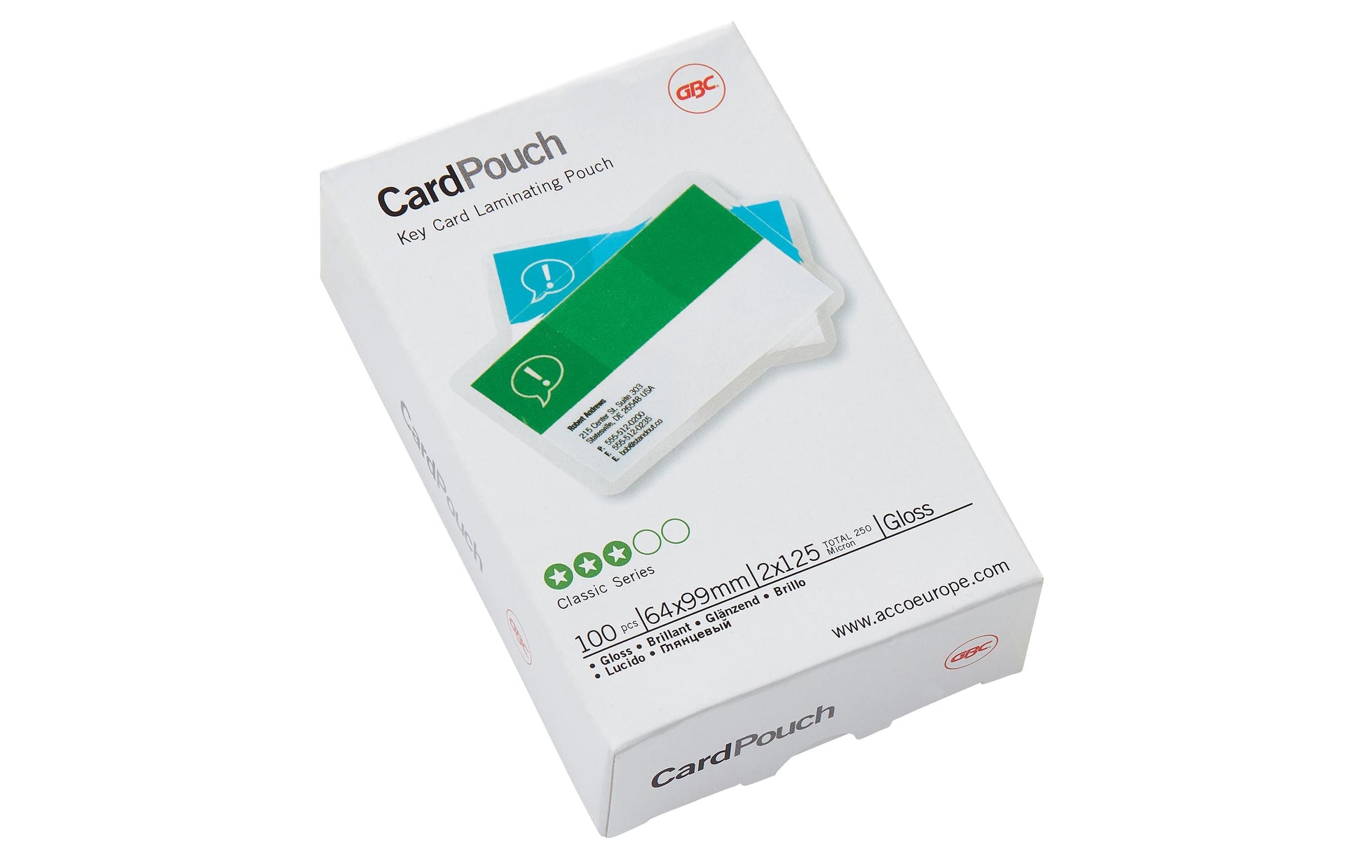 GBC Laminierfolien Key Card, glänzend – 125 µm, 64 × 99 mm, 100 Stk.