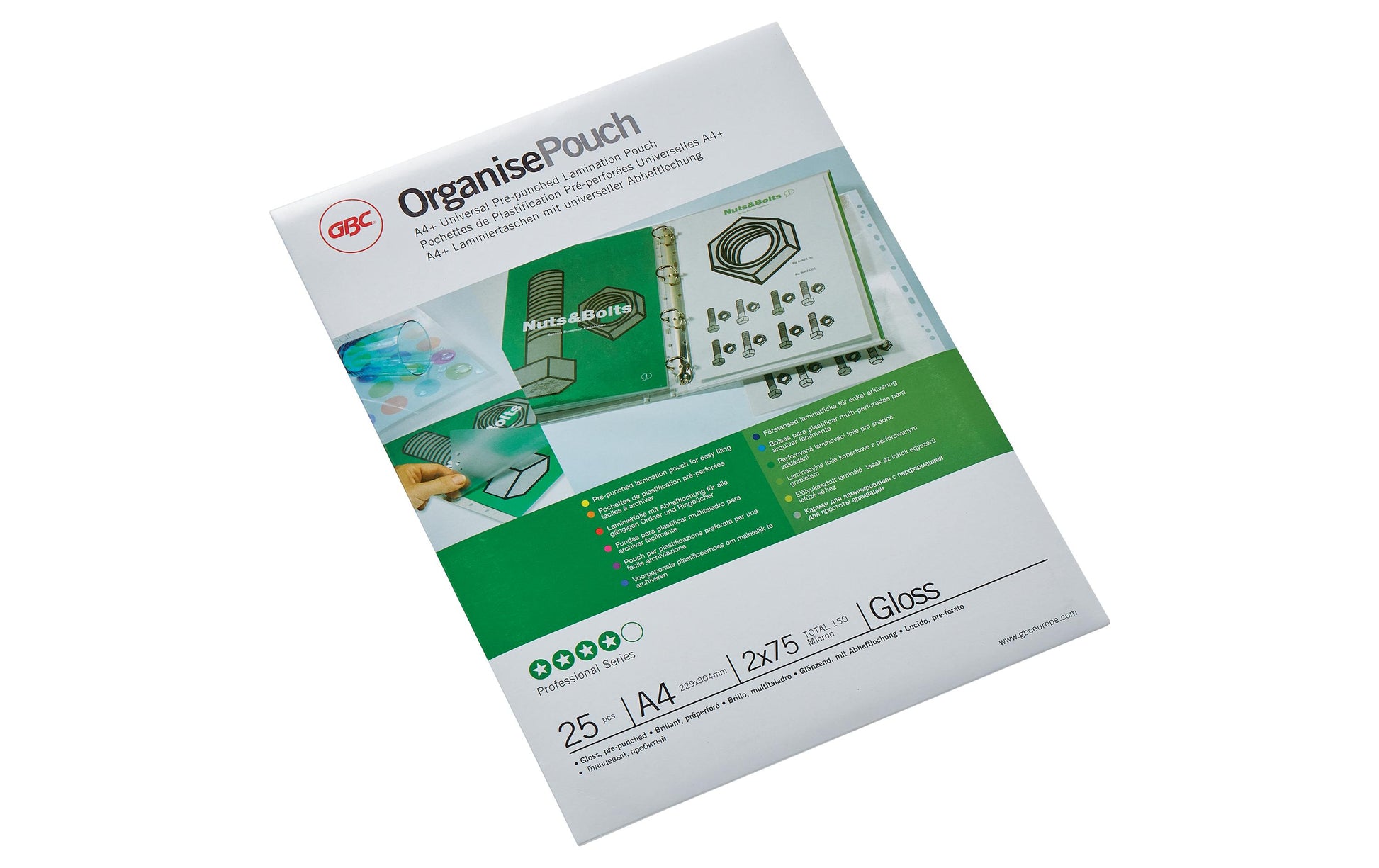 GBC Laminierfolien A4+ glänzend – 75 µm, 253 × 320 mm, 25 Stk.