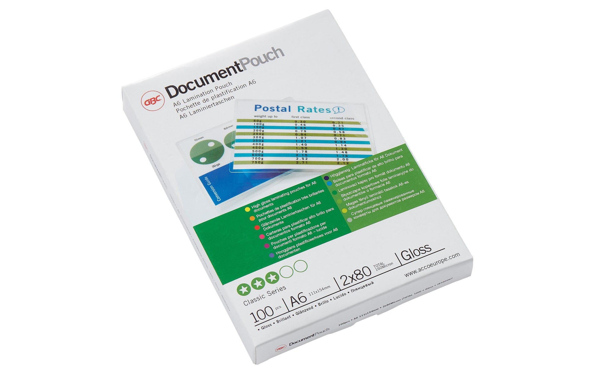 GBC Laminierfolien A6, glänzend – 80 µm, 111 × 154 mm, 100 Stk.