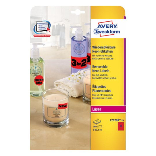 Avery Schmucketiketten – Motiv Kreis, Rot – ablösbar