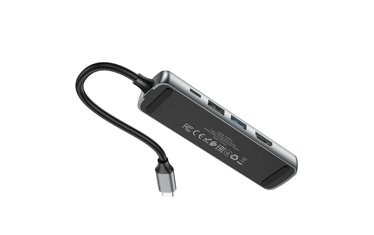 ONIT F00834 Multiport-Adapter – USB-C, 1× HDMI, 2× USB-A, 1× USB-C, 60 W PD, für Windows/Mac/Android