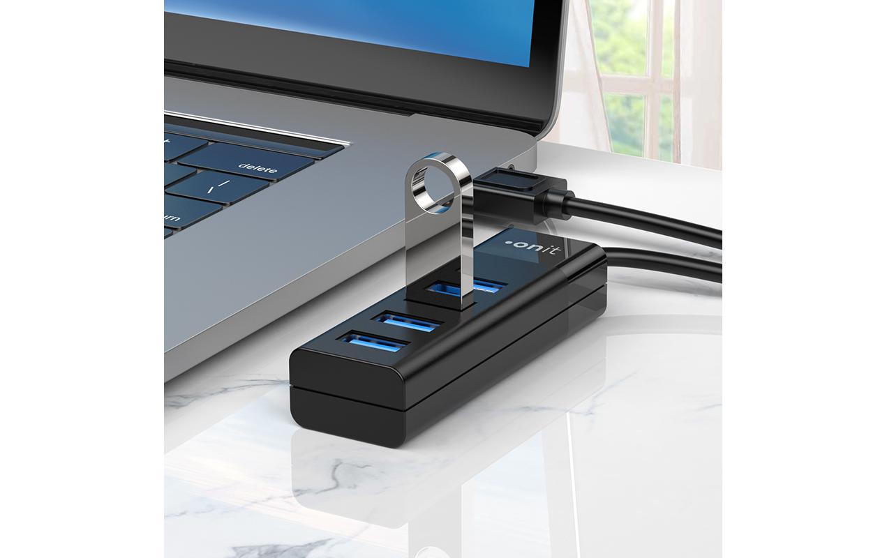 ONIT F00836 USB-Hub – USB 3.0, 4× USB-A, für Windows/Mac/Linux